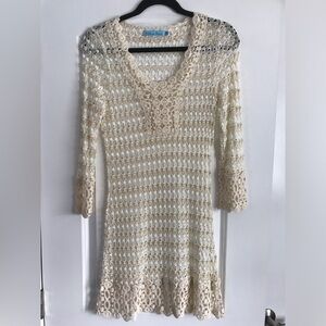 Solitaire Swim Off White Boho Crochet Coverup Size Small